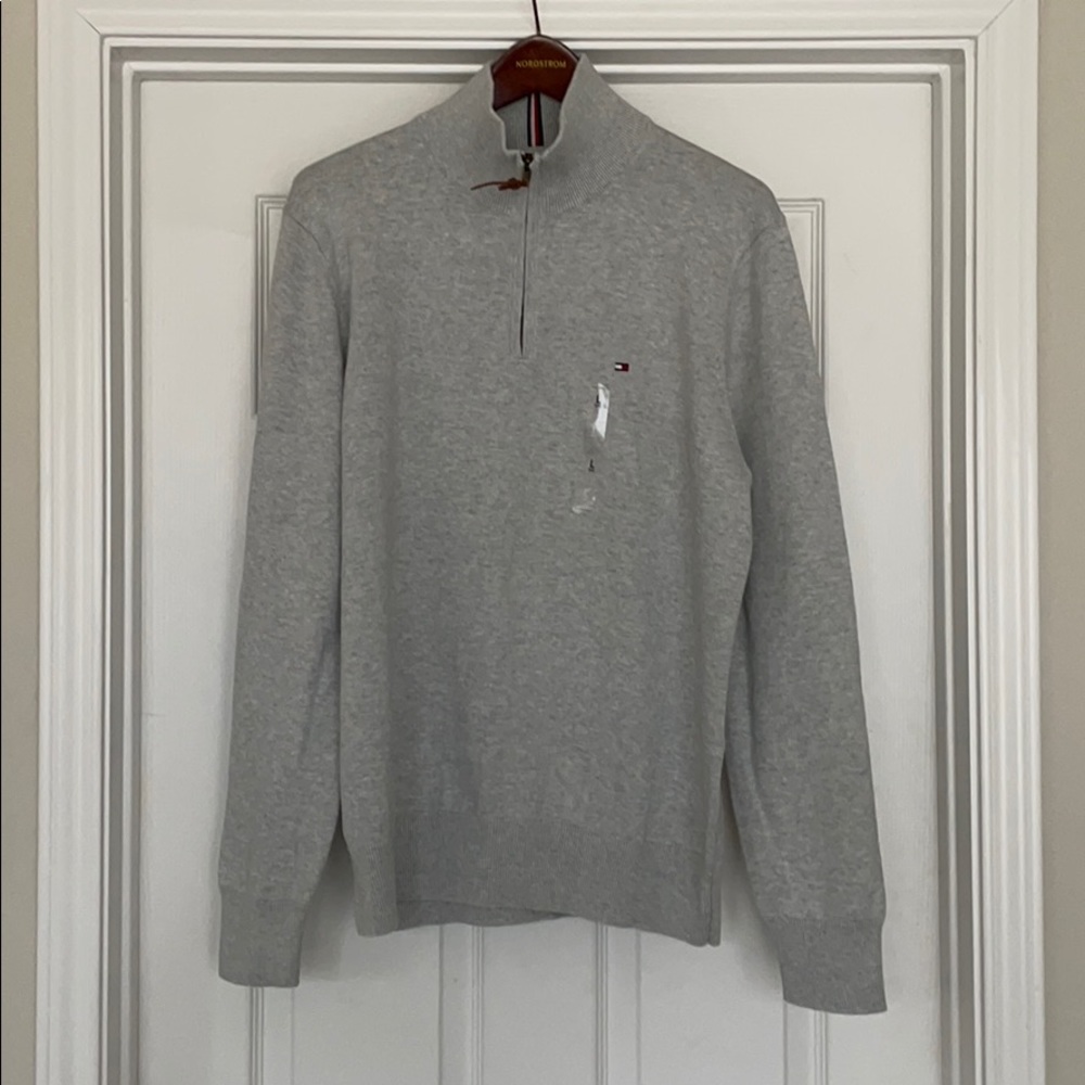 Tommy Hilfiger 3/4 zip sweater grey men’s size L